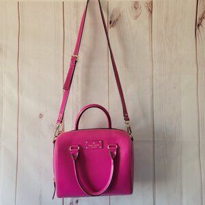 Kate Spade New York Pink Magenta Leather Satchel Purse w/ Detachable Crossbody